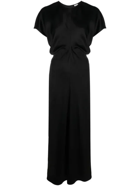 Rochie maxi Toteme din satin drapată de costum negru