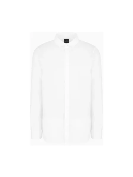 Lniana koszula Armani Exchange z długim rękawem casual biała