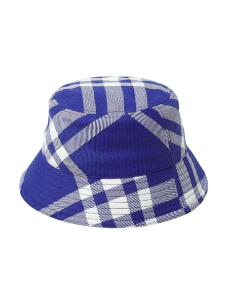 Czapka Burberry wełniana w kratę niebieska