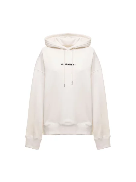 Bluza z kapturem Jil Sander z kapturem biała