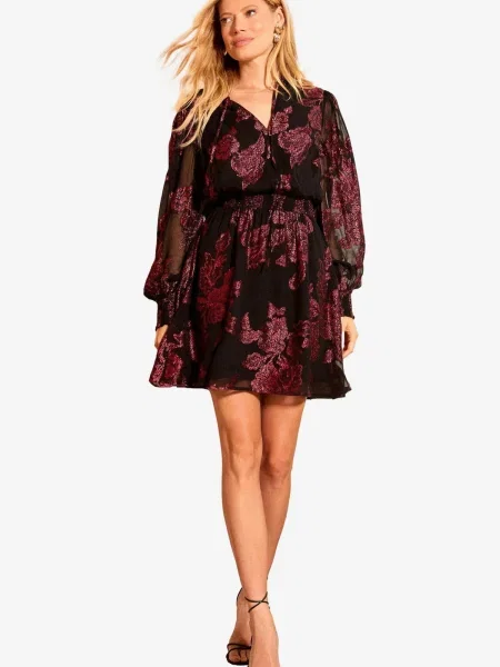 Love & roses Rochie de cocktail roşu închis argintiu negru