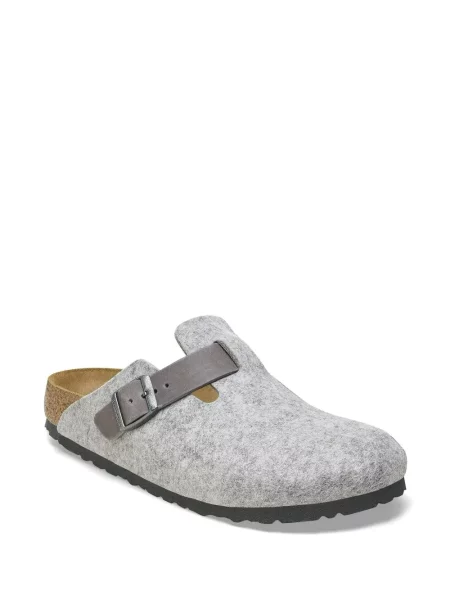 Papuci tip mules Birkenstock din piele gri