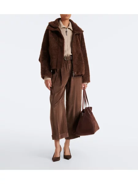 Pantaloni Brunello Cucinelli de catifea maro