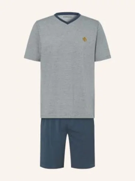 Schiesser Piżama Typu Shorty blau biała