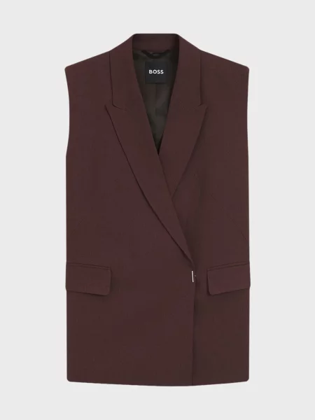 Лляний жилет Boss коричневий