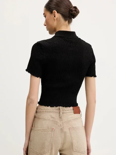 Polo tričko Tommy Jeans černá