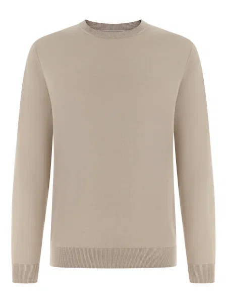 Boggi Milano Vestă de costum Crew Neck Jumper in Superfine Wool nisipiu