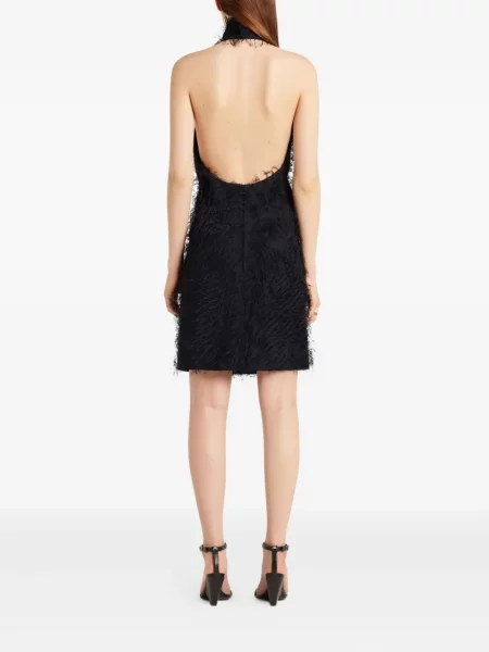 Rochie Courreges cu franjuri cu gât halter de costum negru