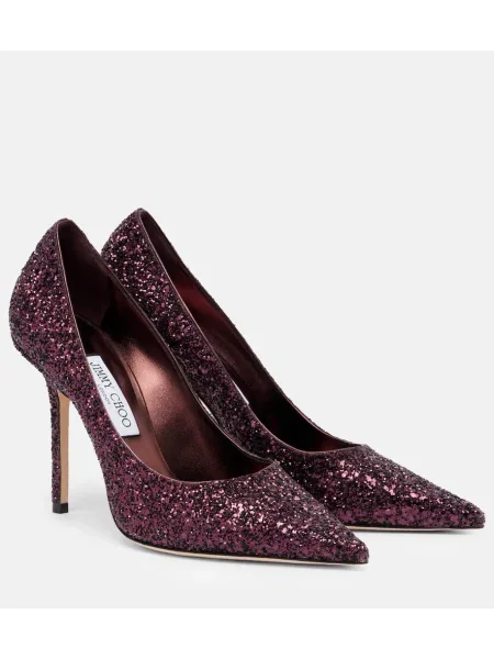 Полуотворени обувки Jimmy Choo винено червено