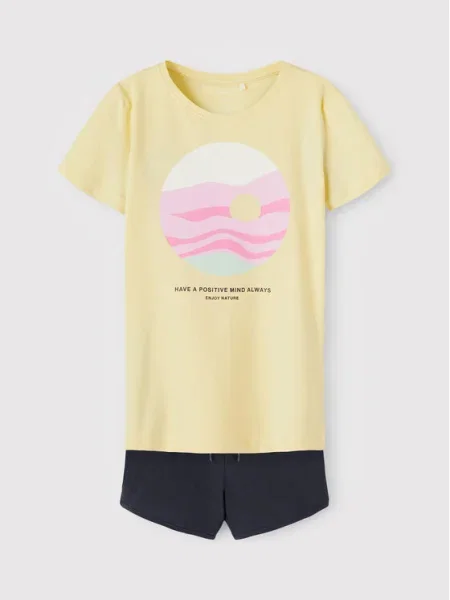 NAME IT Set tricou și pantaloni scurți galben