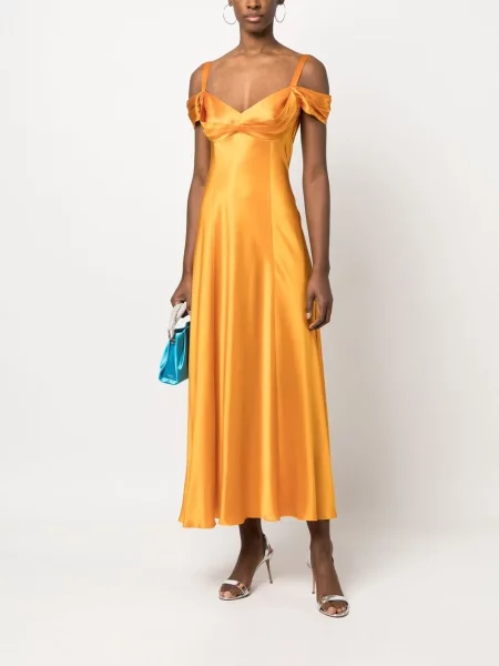 Šilkinis drapiruotas suknele Alberta Ferretti oranžinė