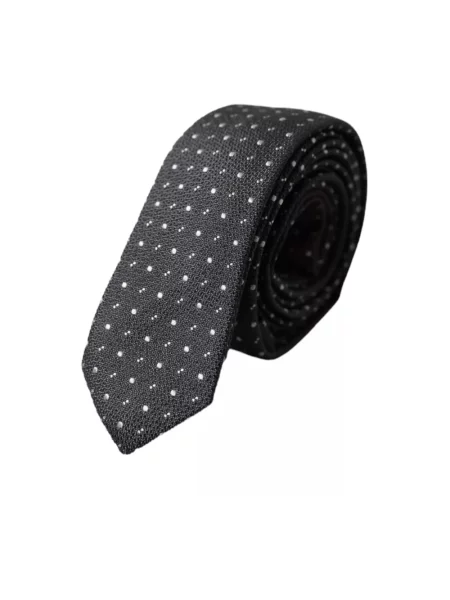 Jedwabny krawat Dolce And Gabbana w grochy biały