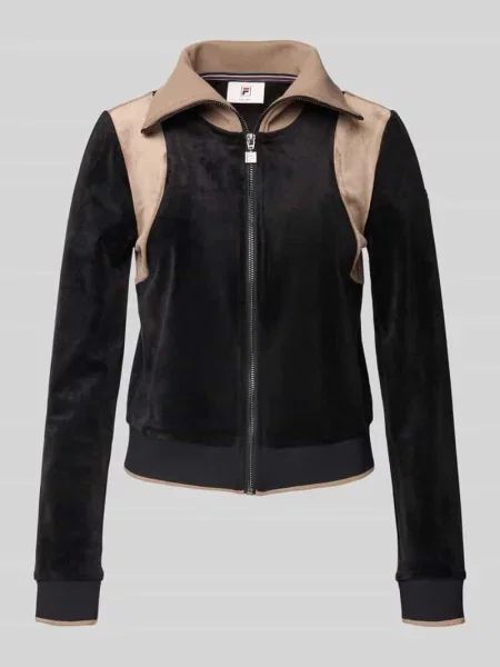 Bluzka rozpinana o kroju slim fit z zamkiem błyskawicznym model ‘ADRIANO’ Fila czarna