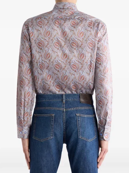 Σατέν πουκάμισο Etro paisley μπλε