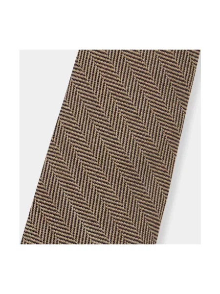 Krawat Brooks Brothers wełniany w jodełkę beżowy