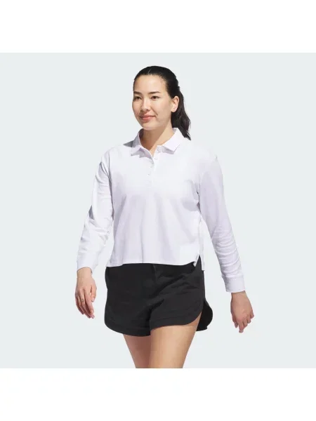 Beyond Long Sleeve Loose Polo Shirt białe