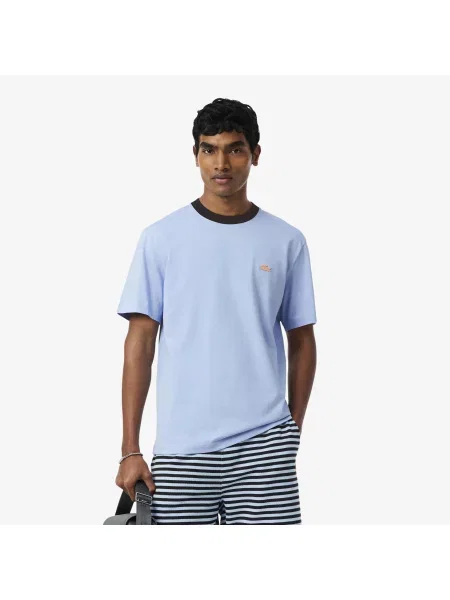 Lacoste T-Shirt O Klasycznym Kroju W Bloki Kolorów niebieski