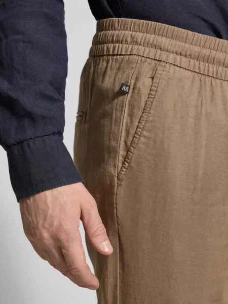 Spodnie z lnu o kroju straight fit z elastycznym pasem Model Barton' Matinique
