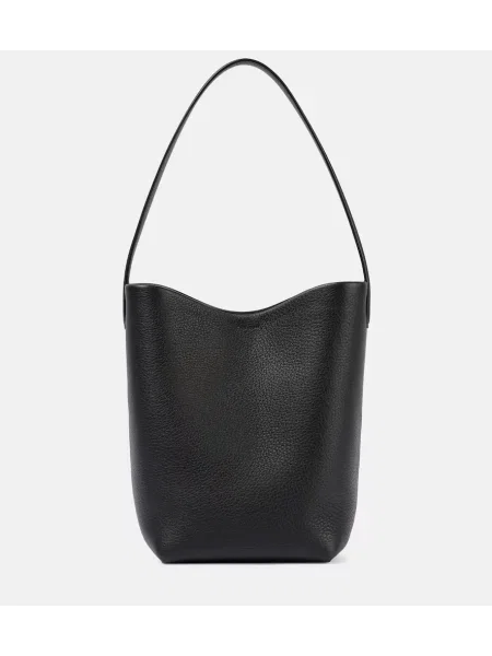 Δερμάτινη τσάντα shopper The Row μαύρο