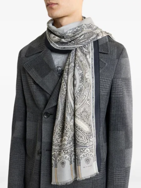 Fular Etro cu imagine cu model paisley gri