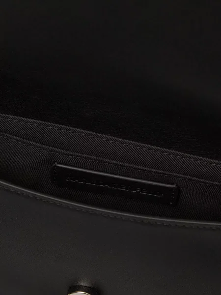 Кожаная сумка Karl Lagerfeld в елочку черная