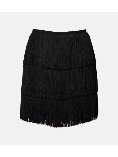 Fustă Norma Kamali cu franjuri negru