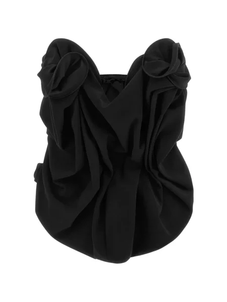 Top Magda Butrym cu model floral cu aplicații drapat negru
