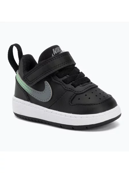 Детски обувки Nike Court Borough Low black/smoke grey/white/illusion green бяло