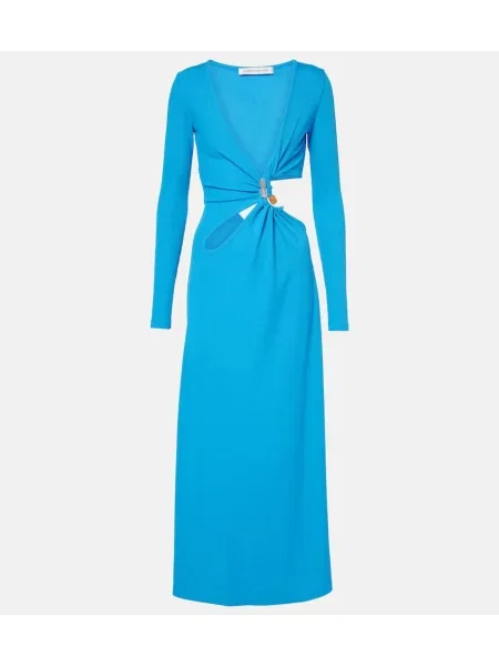 Maksi sukienka maxi Christopher Esber z kamieniami garniturowa niebieska