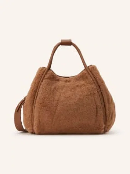 Max Mara torebka shopper skórzana beżowa