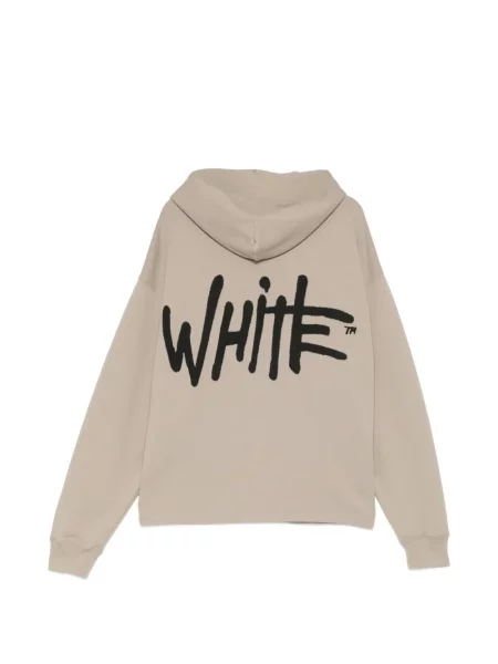 Hanorac cu glugă Off-white cu autograf cu cordon alb
