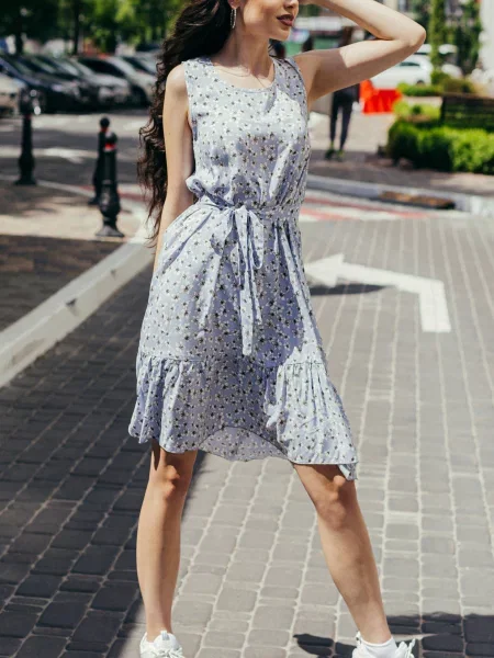 Сукня міні LadyLike віскоза/модал блакитний