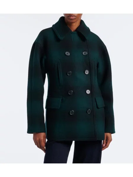 Vlnený kockovaný kabát Polo Ralph Lauren zelená
