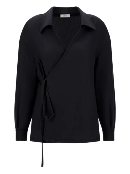 S ovratnikom top Herno na preklop crna