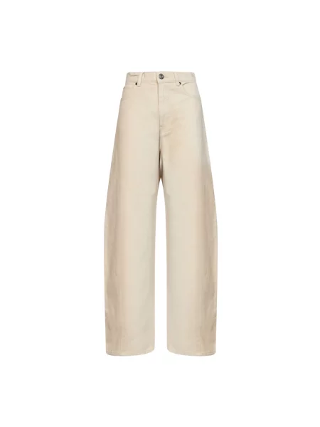Szerokie jeansy Weekend Max Mara beżowe