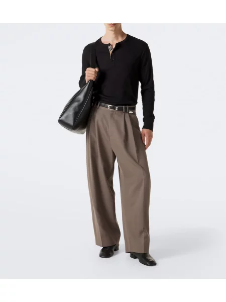 Cămașă Burberry cu guler henley negru