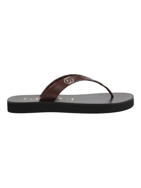 Klapki Gucci skórzane brązowe