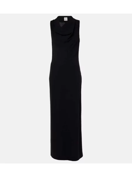 Rochie maxi Toteme de lână drapată de costum negru