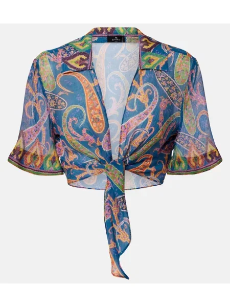 Top Etro z wzorem paisley o krotszym kroju niebieski