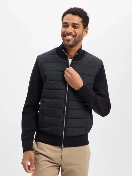 BOSS Kardigan z wełny dziewiczej Hernesto Mężczyźni wełna ze strzyży jednolity S czarny