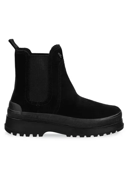 Gant botine din piele întoarsă Wintly cu plat izolare ușoară negru