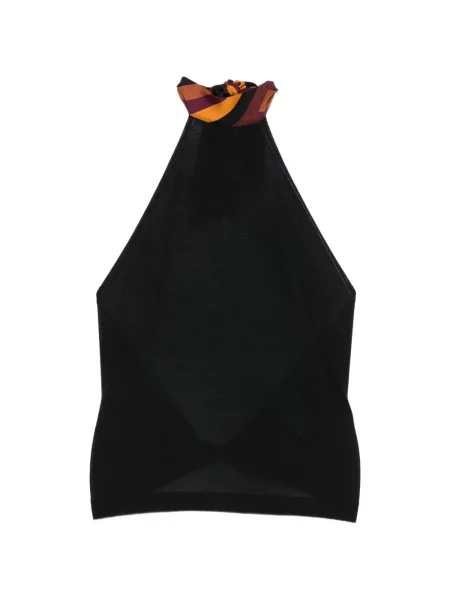 Top Pucci de mătase cu gât halter negru