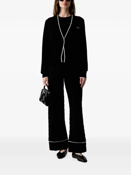 Pantaloni Karl Lagerfeld cu perle negru