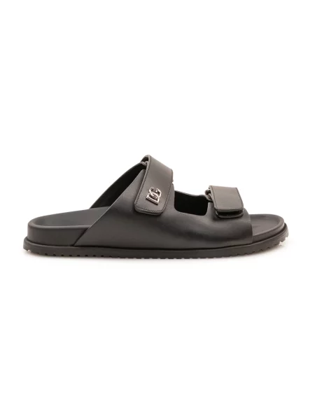 Klapki Dolce And Gabbana skórzane czarne