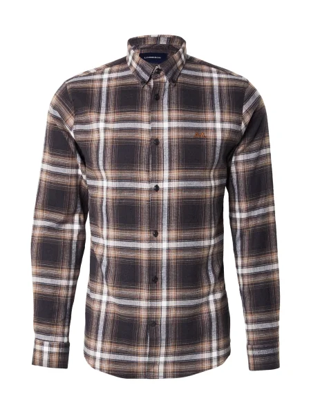 Lindbergh Košulja smeđa / tamno smeđa bijela
