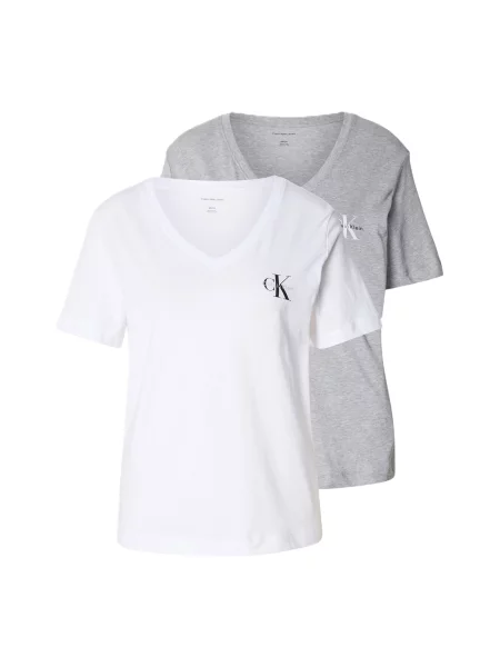 Μελανζέ τζιν πουκάμισο Calvin Klein Jeans λευκό
