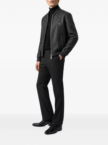 Geanta de piele Philipp Plein negru