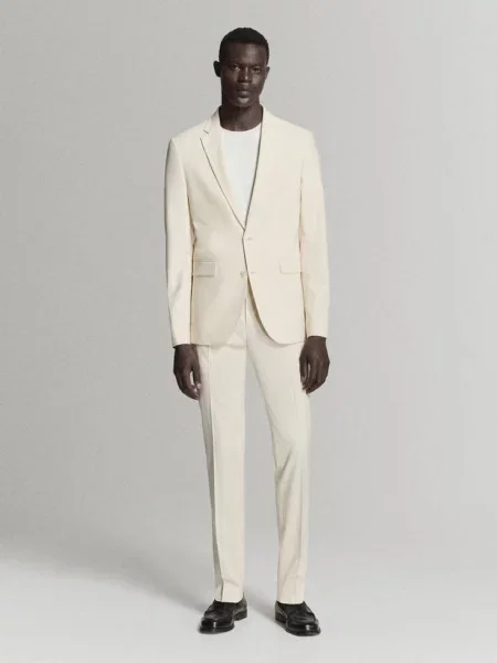 Spodnie garniturowe París super slim fit kremowy / écru Mężczyzna 42 MANGO MAN