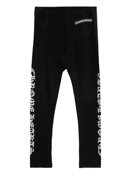 Leggings Chrome Hearts cu motiv cu inimi negru