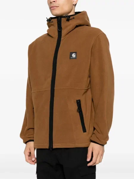 Geacă Carhartt Wip cu glugă cu autograf maro